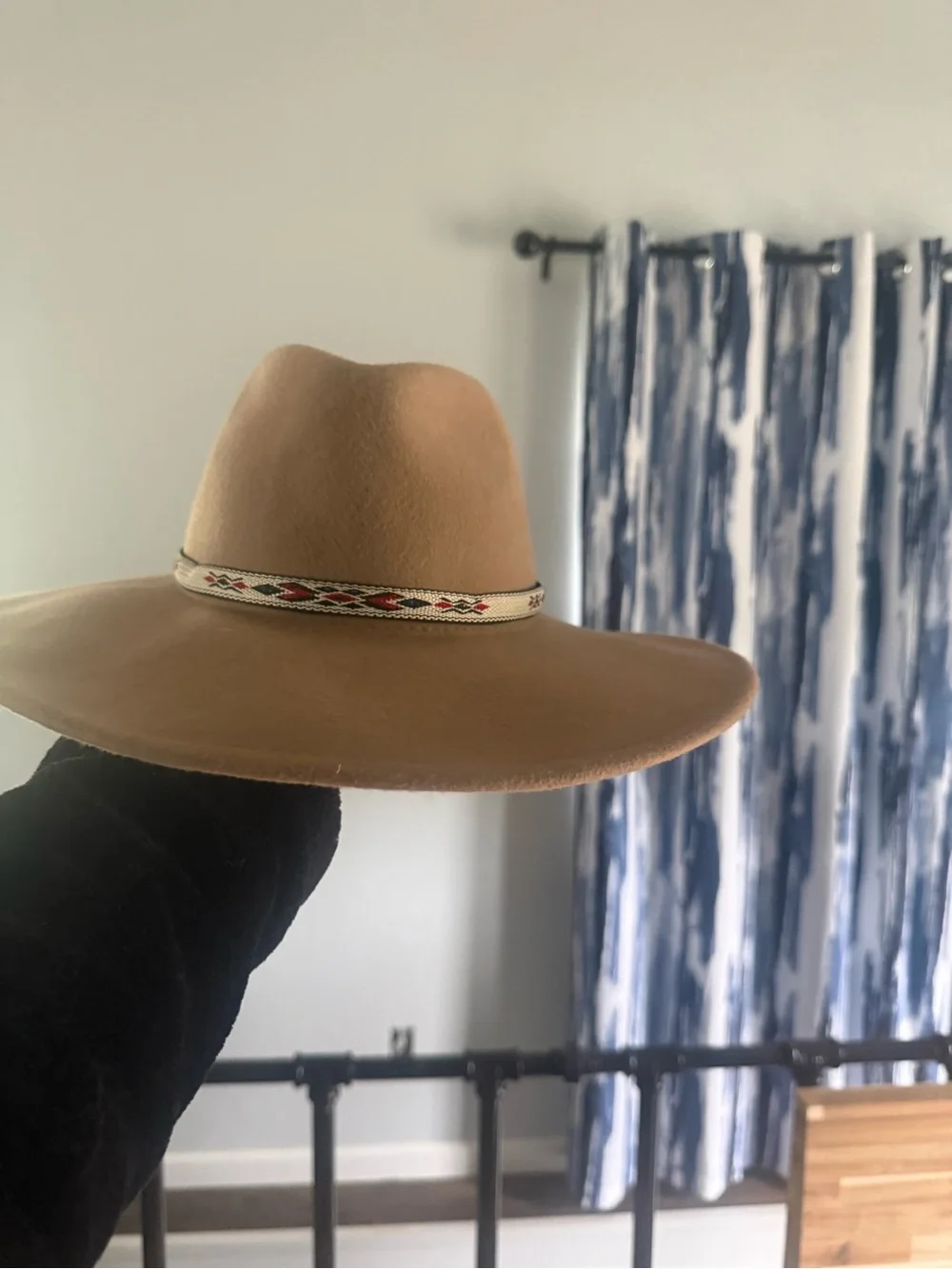 Wyeth by Todd Magill Wide-Brim Felt Hat in Tan with Patterned Band